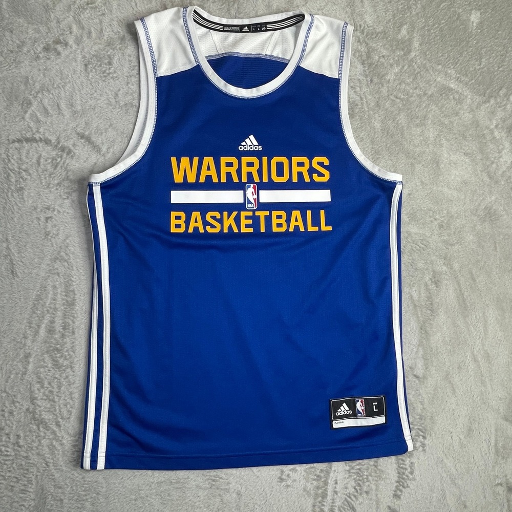 Adidas Golden State Warriors Basketball Jersey Mens L Blue Mesh Sleeveless NBA